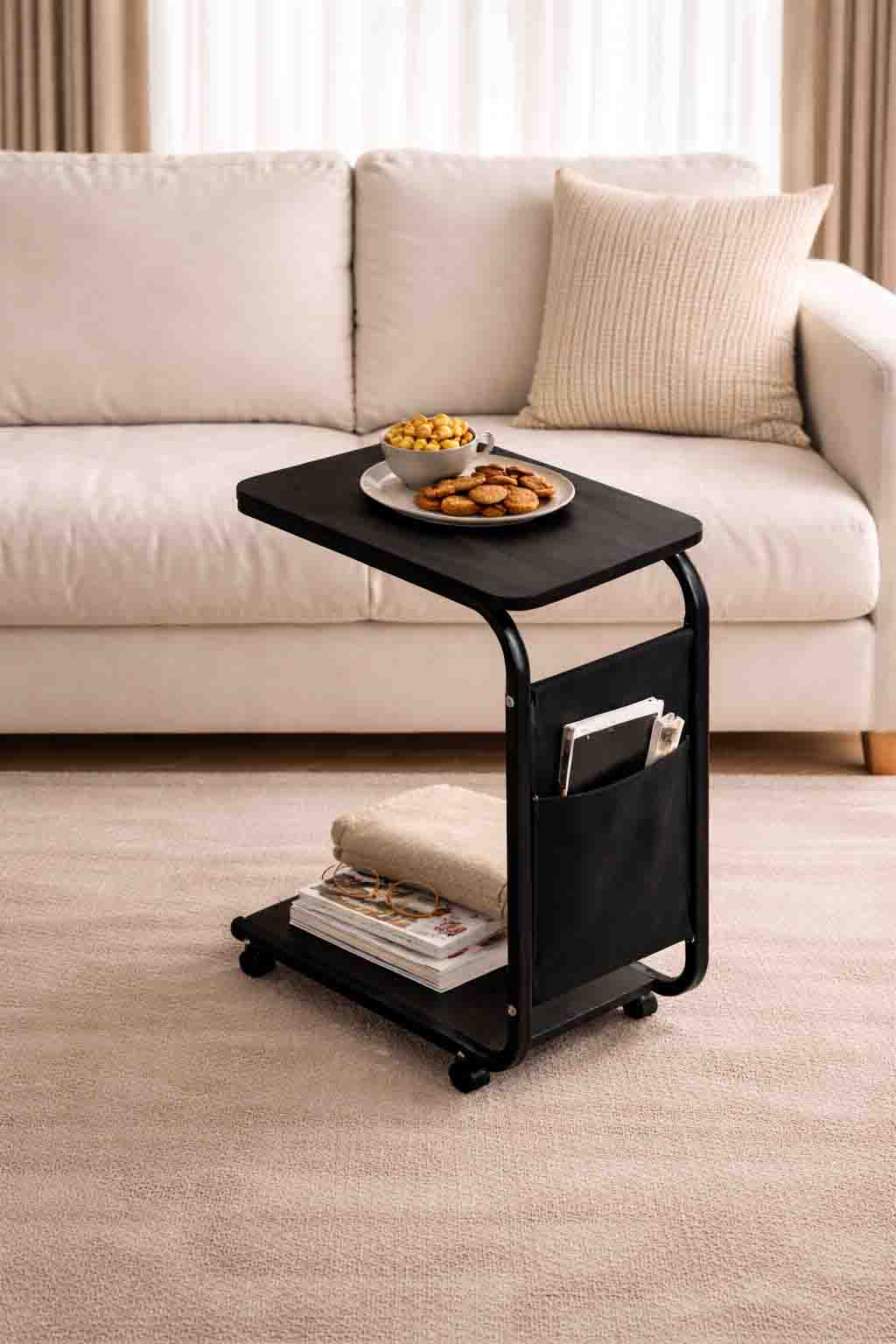 Moveable Side Table – Black